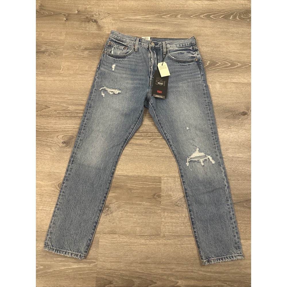Levi's Premium 501 High Rise ButtonFly Skinny Jeans - Size 30x28 Distressed Acid